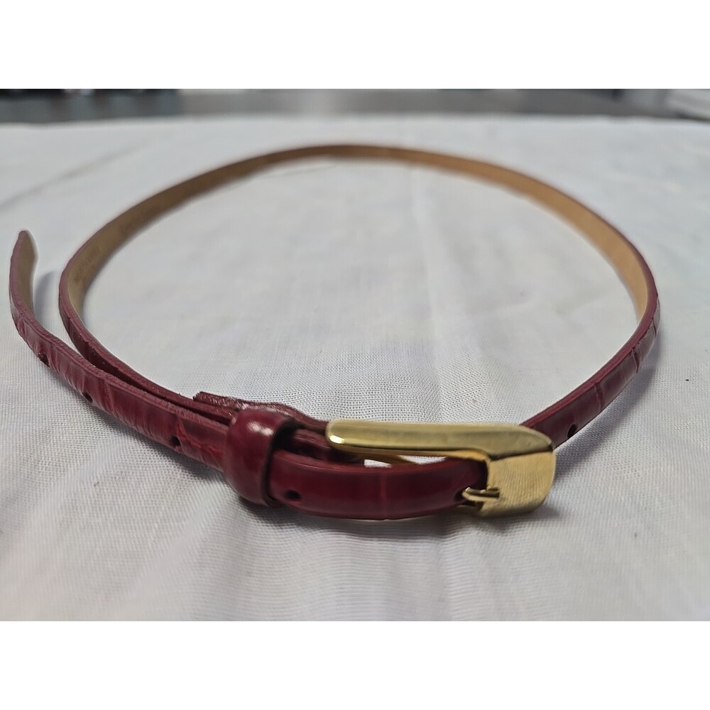Vintage Saks Fifth Avenue Embossed Crocodile Slim Red Belt Genuine LeatheSize M
